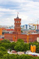 Aerial view of Berlin City Hall (Rotes Rathaus), Germany. Rathaus is the home to the governing mayor and the government (Senate of Berlin) of the Federal state of Berlin