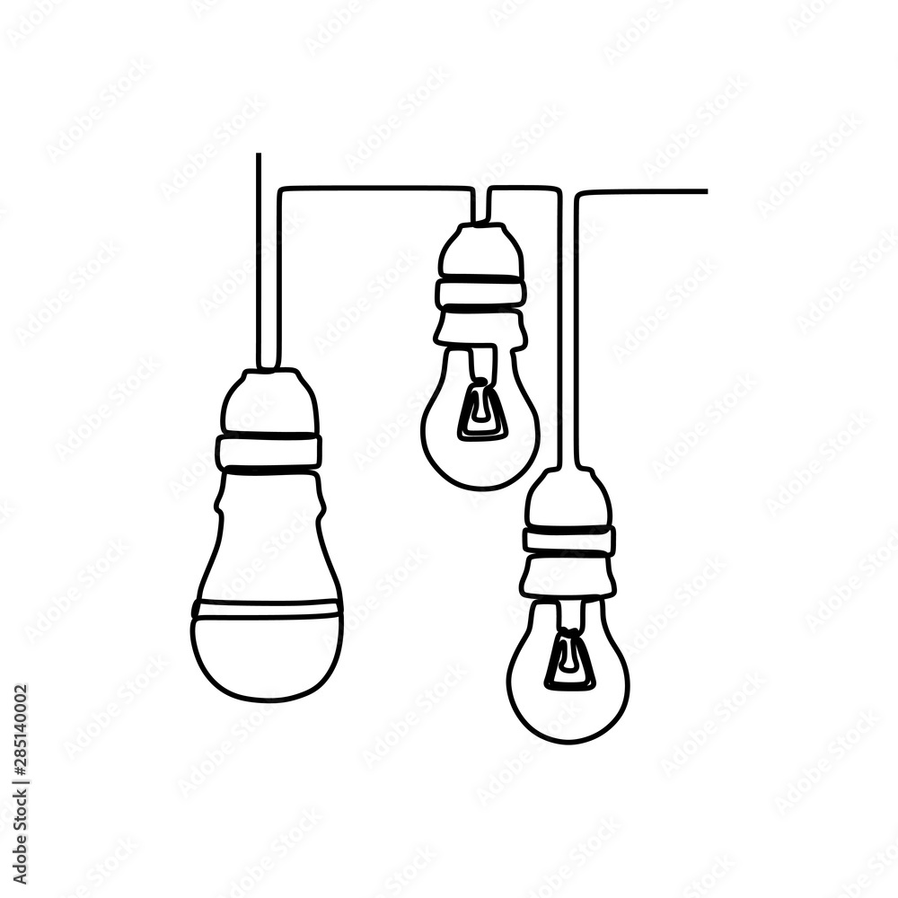 Poster continuous one line drawing light bulb symbol idea and creativity isolated on white background minim