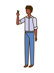 young man standing on white background