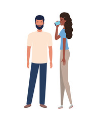 couple of people standing on white background