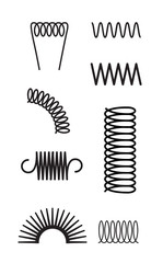 Metal spring set spiral coil flexible icon. Wire elastic or steel spring bounce pressure object design