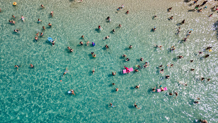 Aerial shot of crowded sandy beach - Marmaris / Incekum - Turkey