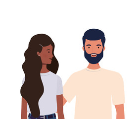 couple of people smiling on white background