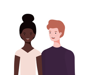 couple of people smiling on white background