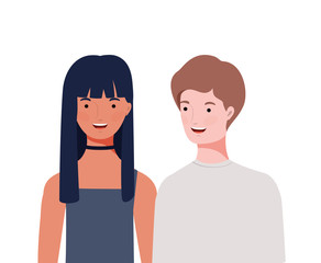 couple of people smiling on white background