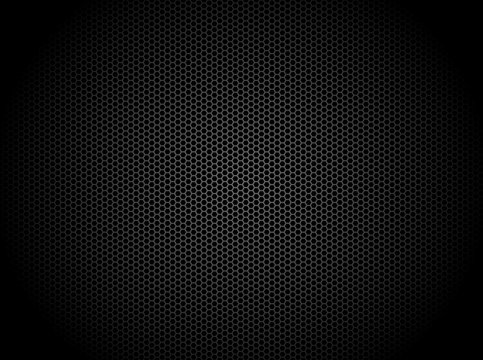 Hexagon dark background. Black honeycomb abstract metal grid pattern technology wallpaper
