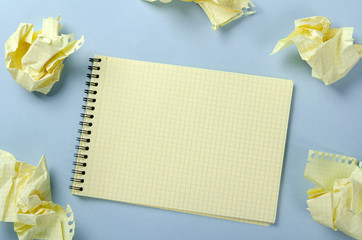 Blank writing pad for ideas and inspiration on colored background. Looking for inspiration. Lack of motivation concept.