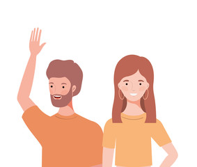 couple of people smiling on white background