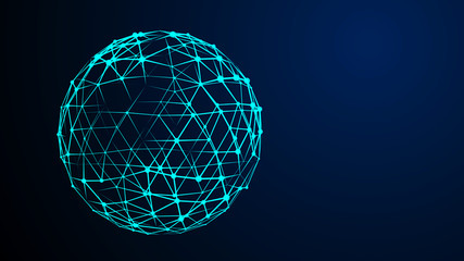 Sphere with dot and lines. Network connections. Science and technology. 3D