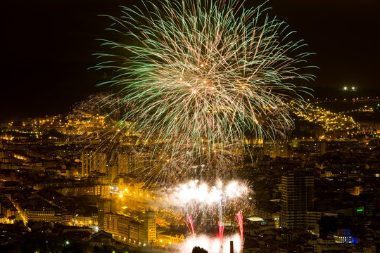 Bilbao celebrating its parties with fireworks