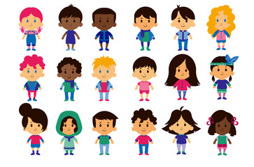 Cartoon Set Of Different Characters Isolated On White Background