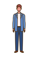 young man standing on white background