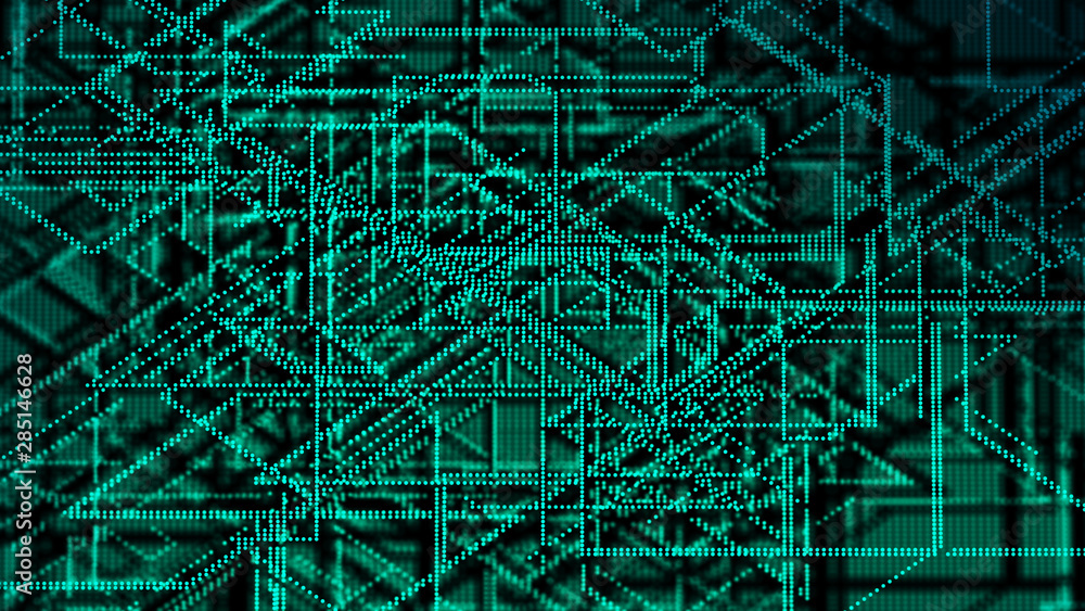Aufkleber cybernetic futuristic background. matrix. big data visualization. technological background of partic
