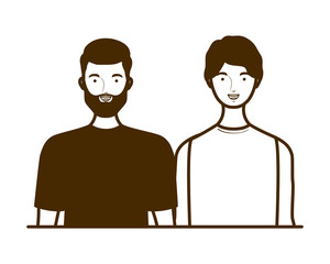 silhouette of men on white background