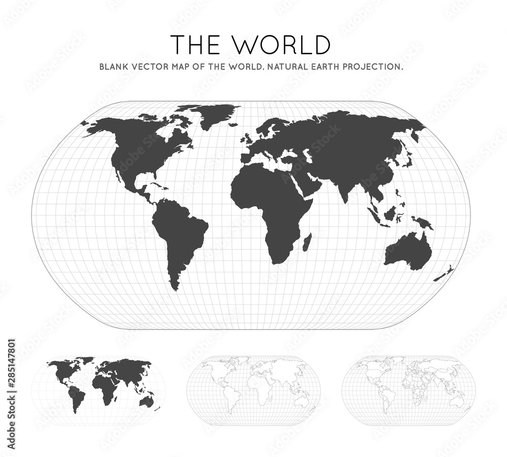Poster map of the world. natural earth projection. globe with latitude and longitude lines. world map on me