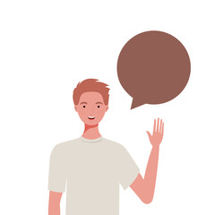 man with speech bubble avatar character