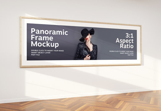 Mockup of Wide Panoramic Frame on Wall