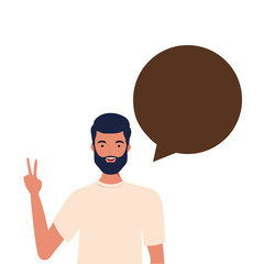 man with speech bubble avatar character