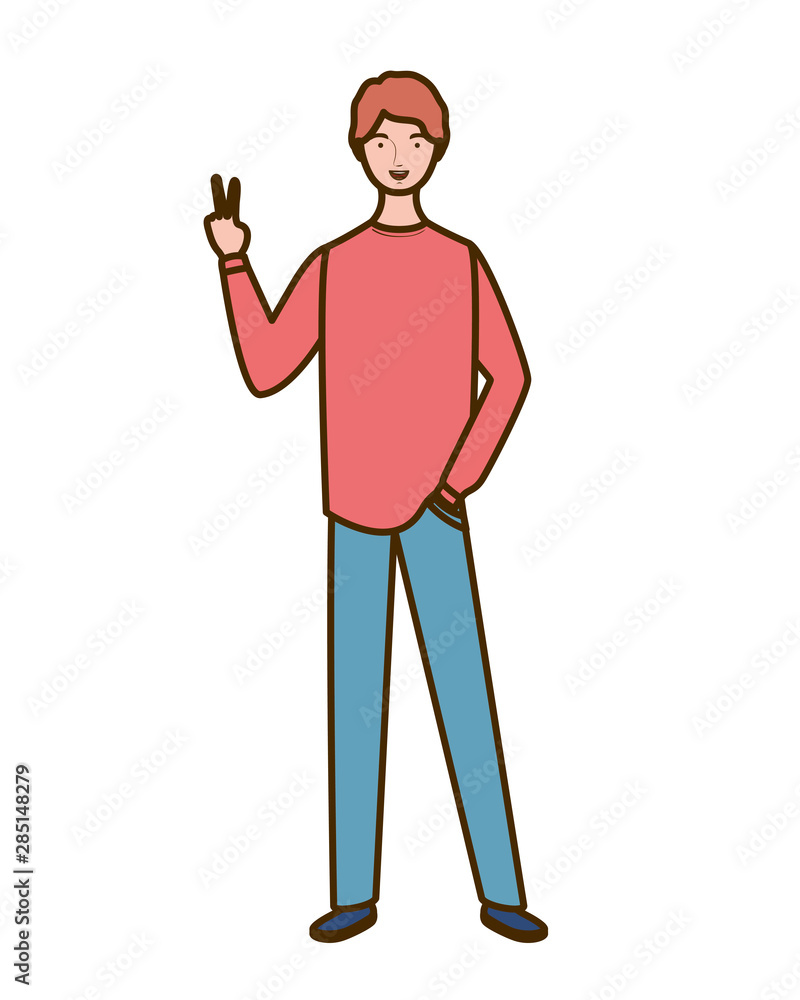 Wall mural young man standing on white background