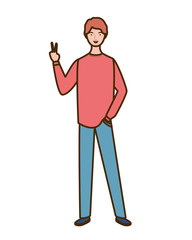 young man standing on white background