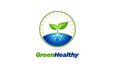 Green healthy logo vector