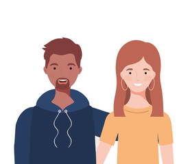 couple of people smiling on white background