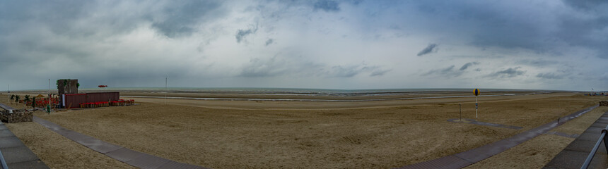 Panorama View on a rainy day the Beach of Le Touquet-Paris-Plage