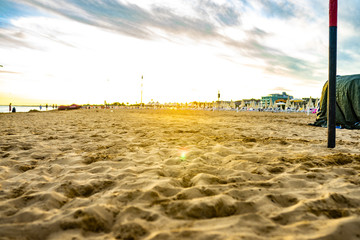 view of beach with blue sky and clouds