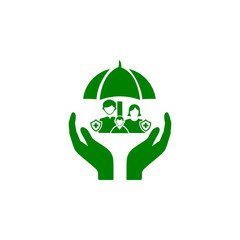 insurance,business protection,crops insurance, life and family insurance green color icon