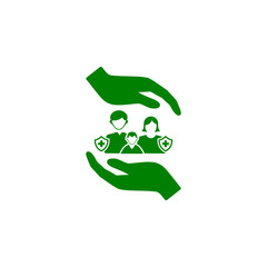 insurance,business protection,crops insurance, life and family insurance green color icon