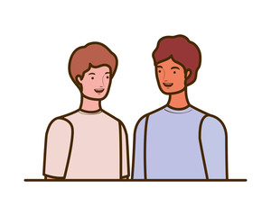 young men on white background