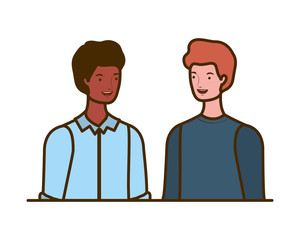 young men on white background