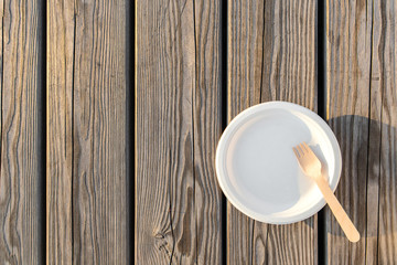 Fototapeta na wymiar Eco-friendly cookware biodegradable plate fork