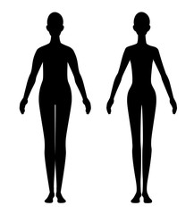 The silhouette of a before after diet woman