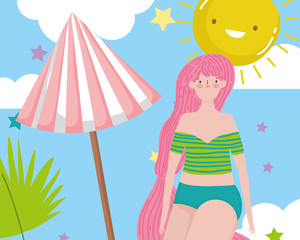 Obraz na płótnie Canvas Girl with summer swimwear design