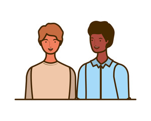 young men on white background