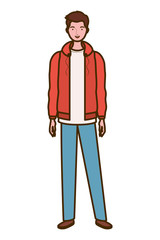 young man standing on white background