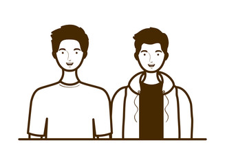 silhouette of men on white background