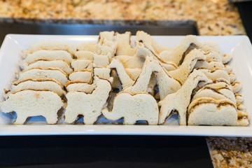 peanut butter and jelly animal shaped sandwiches 