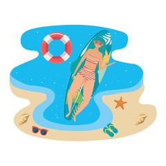 Obraz na płótnie Canvas Girl with summer swimwear design
