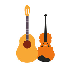 musical instruments on white background