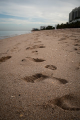 Close-up of Footsteps in Sand at Fort Lauderdale Beach