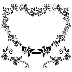 Obraz na płótnie Canvas Template for design card, with border line of frame, for sketch ornament of leaf flower frame. Vector