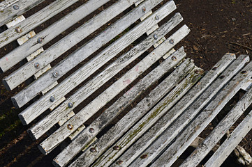 Banco de plaza, Antiguo, Madera, Hierro, Banco viejo, Blanco, Oxidado, Musgo, Otoñal