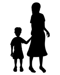 silhouette mother and son vector design