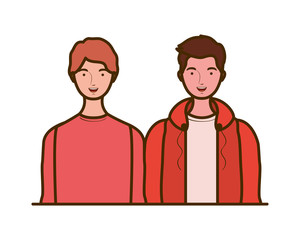 young men on white background