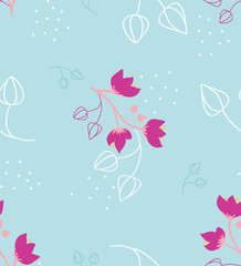 Vector Abstract Floral with Blue Background