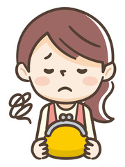 財布を持つ若い主婦　困る