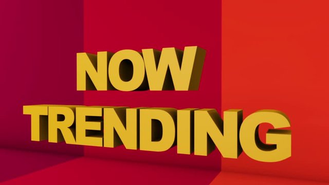A full screen 3D rendered graphic using Cinema 4D of 3D text "NOW TRENDING", with movement. Great for your youtube channel!