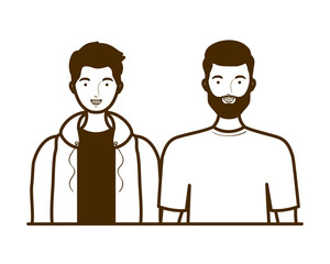 silhouette of men on white background